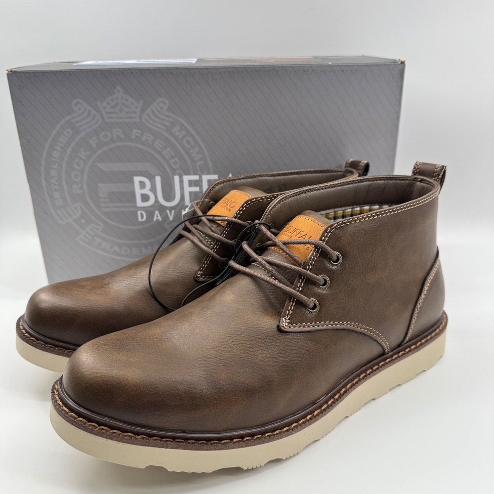 Buffalo David Bitton Metcalf Chukka Boots Brown Faux Leather Memory Foam Sz 12